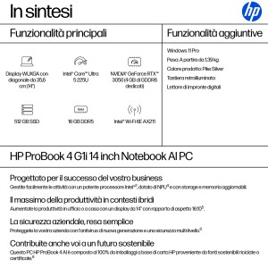 HP ProBook 4 G1i 14 inch Notebook AI PC Intel Core Ultra 5 225U Computer portatile 35,6 cm (14") WUXGA 16 GB DDR5-SDRAM 512 GB
