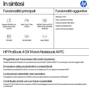 HP ProBook 4 G1i 14 inch Notebook AI PC Intel Core Ultra 5 225U Computer portatile 35,6 cm (14") WUXGA 24 GB DDR5-SDRAM 1 TB