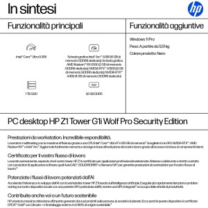 HP Z1 Tower G1i Wolf Pro Security Edition Intel Core Ultra 9 285 32 GB DDR5-SDRAM 1 TB SSD Windows 11 Pro Stazione di lavoro AI