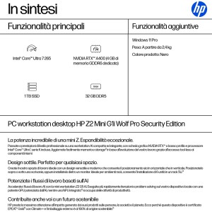 HP Z2 Mini G1i Wolf Pro Security Edition Intel Core Ultra 7 265 32 GB DDR5-SDRAM 1 TB SSD NVIDIA RTX A400 Windows 11 Pro Mini
