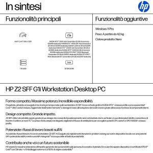 HP Z2 SFF G1i Workstation Desktop Intel Core Ultra 7 265 32 GB DDR5-SDRAM 1 TB SSD Windows 11 Pro Stazione di lavoro AI