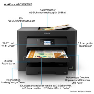 Epson WorkForce WF-7830DTWF stampante A3 multifunzione inkjet a cartucce