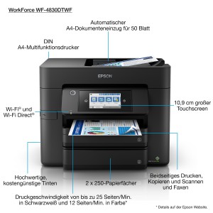 Epson WorkForce Pro WF-4830DTWF stampante multifunzione inkjet a cartucce