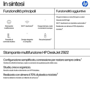 HP DeskJet 2922 Wireless All-in-One Colore Stampante