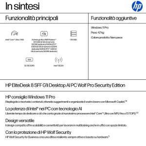 HP EliteDesk 8 SFF G1i Desktop AI PC Wolf Pro Security Edition Intel Core Ultra 7 265 32 GB DDR5-SDRAM 1 TB SSD Windows 11 Pro