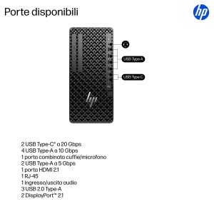 HP E26G3ET PC stazione di lavoro 265 32 GB DDR5-SDRAM 1 TB SSD Windows 11 Pro Tower AI Workstation, AI PC Nero