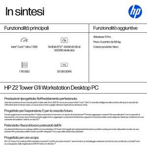 HP E26GCET PC stazione di lavoro 265 32 GB DDR5-SDRAM 1 TB SSD Windows 11 Pro Tower AI Workstation, AI PC Nero