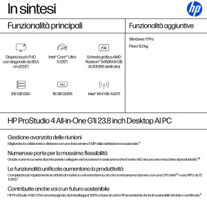 HP ProStudio 4 G1i Intel Core Ultra 5 235T 60,5 cm (23.8") 1920 x 1080 Pixel Touch screen PC All-in-one 16 GB DDR5-SDRAM 512 GB