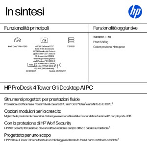 HP E07K4AT PC stazione di lavoro Intel Core Ultra 7 265 24 GB DDR5-SDRAM 1 TB SSD Windows 11 Pro Tower AI PC