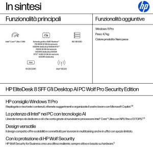 HP EliteDesk 8 SFF G1i Desktop AI PC Wolf Pro Security Edition Intel Core Ultra 7 265 16 GB DDR5-SDRAM 512 GB SSD Windows 11 Pro