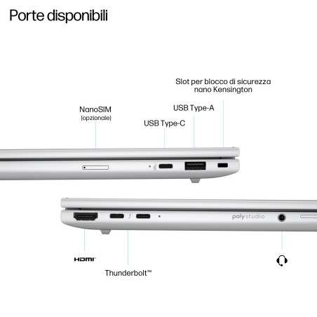 HP EliteBook 8 G1i 16 inch Notebook AI PC Wolf Pro Security Edition Intel Core Ultra 5 225U Computer portatile 40,6 cm (16")