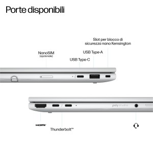 HP EliteBook 8 Flip G1i 13 inch Notebook AI PC Wolf Pro Security Edition Intel Core Ultra 7 255U Ibrido (2 in 1) 33,8 cm